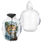 Maillot Pêche Carpe & Coucher du Soleil - Blanc Homme - Zippé Hoodie Homme