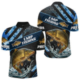 Maillot Pêche Carpiste Bleue à Manches Longues - Homme Personnalisé - Polo Zippé Homme