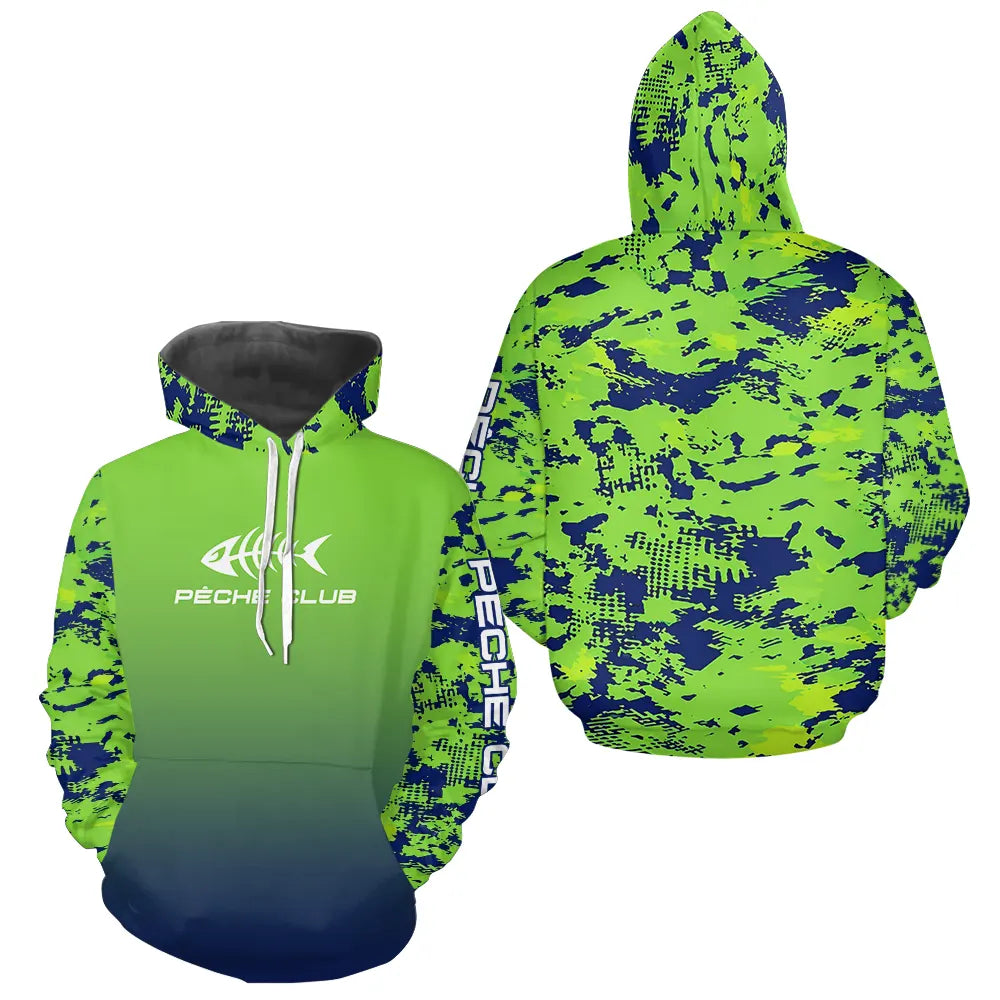 Maillot Pêche Club Vert Fluo Anti-UV - Personnalisé Homme - Hoodie Homme