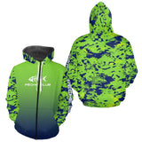 Maillot Pêche Club Vert Fluo Anti-UV - Personnalisé Homme - Zippé Hoodie Homme