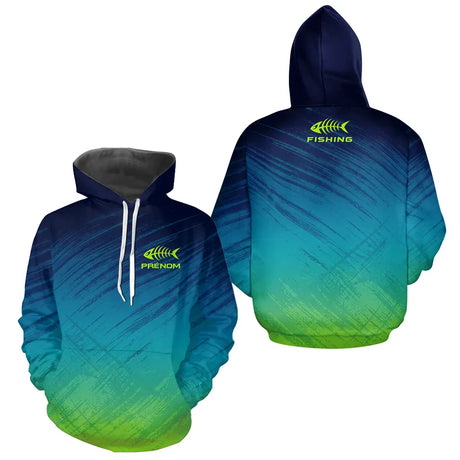 Maillot Pêche En Mer Personnalisé - Bleu Vert Homme - Hoodie Homme