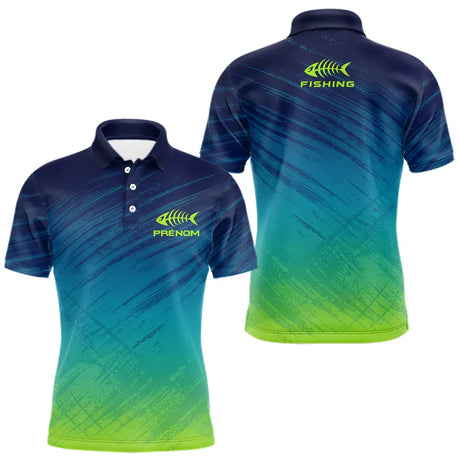 Maillot Pêche En Mer Personnalisé - Bleu Vert Homme - Polo Homme