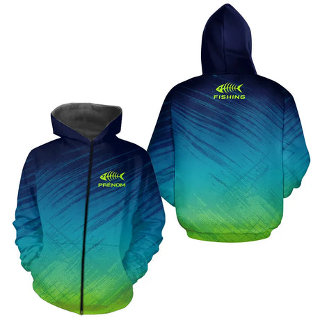 Maillot Pêche En Mer Personnalisé - Bleu Vert Homme - Zippé Homme