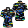 Maillot Pêche Homme - Sportive Noir & Poissons Colorés - Polo Homme