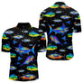 Maillot Pêche Homme - Sportive Noir & Poissons Colorés - Polo Zippé Homme