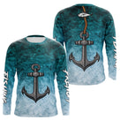 Maillot Pêche Homme Ancre - Marine Bleu Canard Personnalisé - Long Sleeves Homme