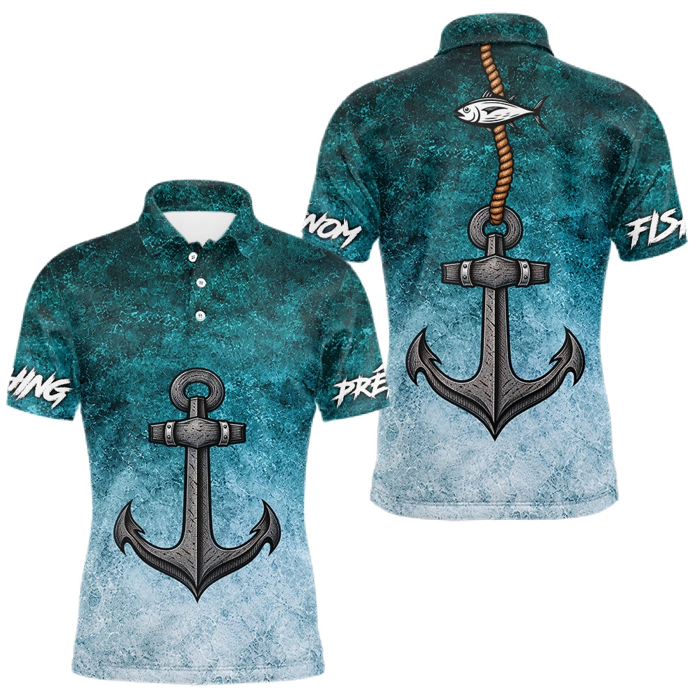 Maillot Pêche Homme Ancre - Marine Bleu Canard Personnalisé - Polo Homme