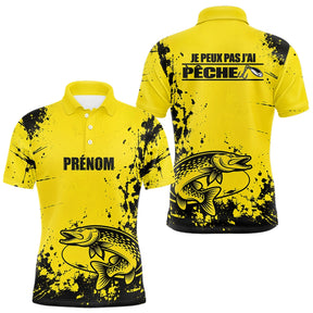 Maillot Pêche Jaune & Noir - Brochet Personnalisé Homme - Polo Homme