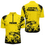 Maillot Pêche Jaune & Noir - Brochet Personnalisé Homme - Polo Zippé Homme