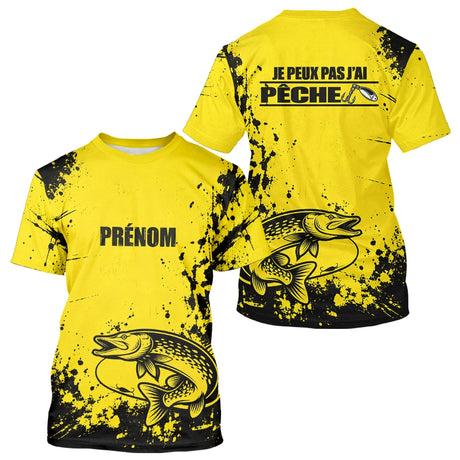 Maillot Pêche Jaune & Noir - Brochet Personnalisé Homme - T-Shirt Homme