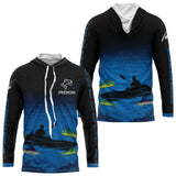 Maillot Pêche Kayak Homme - Bleu & Noir Personnalisé - Long Sleeves Hoodie Homme