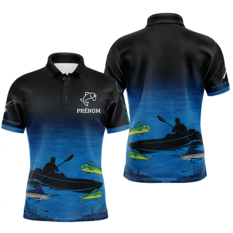Maillot Pêche Kayak Homme - Bleu & Noir Personnalisé - Polo Homme