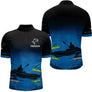 Maillot Pêche Kayak Homme - Bleu & Noir Personnalisé - Polo Zippé Homme