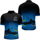 Maillot Pêche Kayak Homme - Bleu & Noir Personnalisé - Polo Zippé Homme