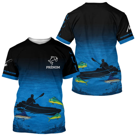 Maillot Pêche Kayak Homme - Bleu & Noir Personnalisé - T-Shirt Homme