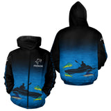 Maillot Pêche Kayak Homme - Bleu & Noir Personnalisé - Zippé Hoodie Homme