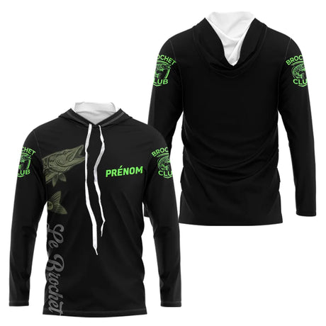 Maillot Pêche Le Brochets Vert Fluo Homme Personnalisé - Long Sleeves Hoodie Homme