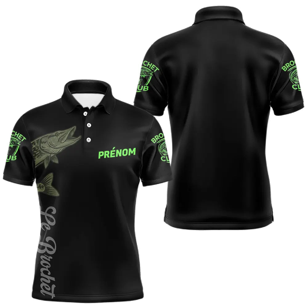 Maillot Pêche Le Brochets Vert Fluo Homme Personnalisé - Polo Homme