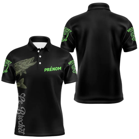Maillot Pêche Le Brochets Vert Fluo Homme Personnalisé - Polo Homme