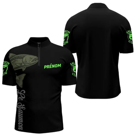 Maillot Pêche Le Saumon Vert Fluo Homme Personnalisé - Polo Zippe Homme