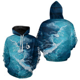 Maillot Pêche Manche Longue Bleu Océan Mer - Style Homme - Hoodie Homme