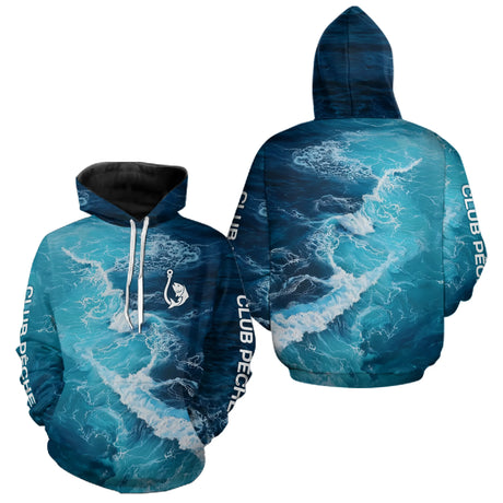 Maillot Pêche Manche Longue Bleu Océan Mer - Style Homme - Hoodie Homme