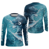 Maillot Pêche Manche Longue Bleu Océan Mer - Style Homme - Long Sleeves Homme