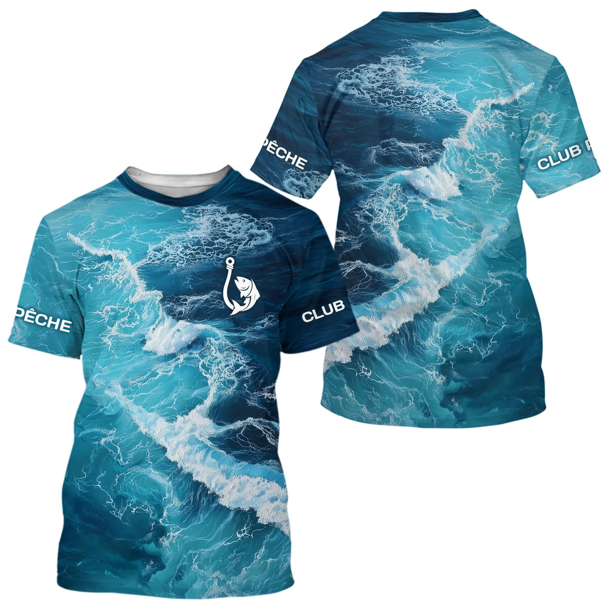 Maillot Pêche Manche Longue Bleu Océan Mer - Style Homme - T-Shirt Homme