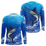 Maillot Pêche Marlin Bleu Anti-UV Personnalisé - Long Sleeves Homme