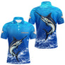 Maillot Pêche Marlin Bleu Anti-UV Personnalisé - Polo Homme