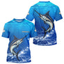 Maillot Pêche Marlin Bleu Anti-UV Personnalisé - T-Shirt Homme