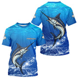 Maillot Pêche Marlin Bleu Anti-UV Personnalisé - T-Shirt Homme