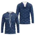 Maillot Pêche Mer Bleu Azur - Motif Filet Personnalisé - Long Sleeve Hoodie Homme