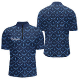 Maillot Pêche Mer Bleu Azur - Motif Filet Personnalisé - Polo Zippé Homme