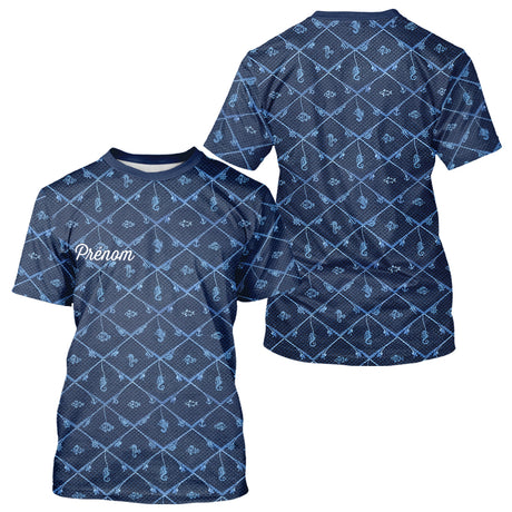Maillot Pêche Mer Bleu Azur - Motif Filet Personnalisé - T-Shirt Homme