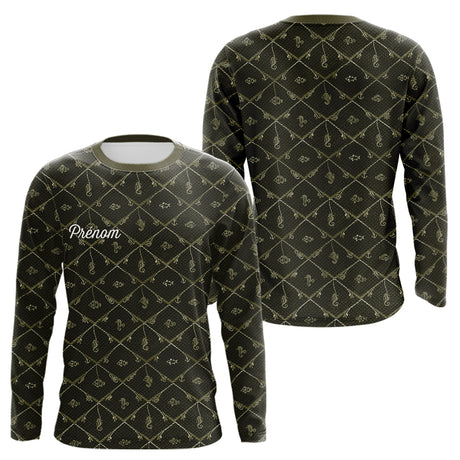 Maillot Pêche Mer Vert Azur - Motif Filet Personnalisé - Homme Long Hoodie 