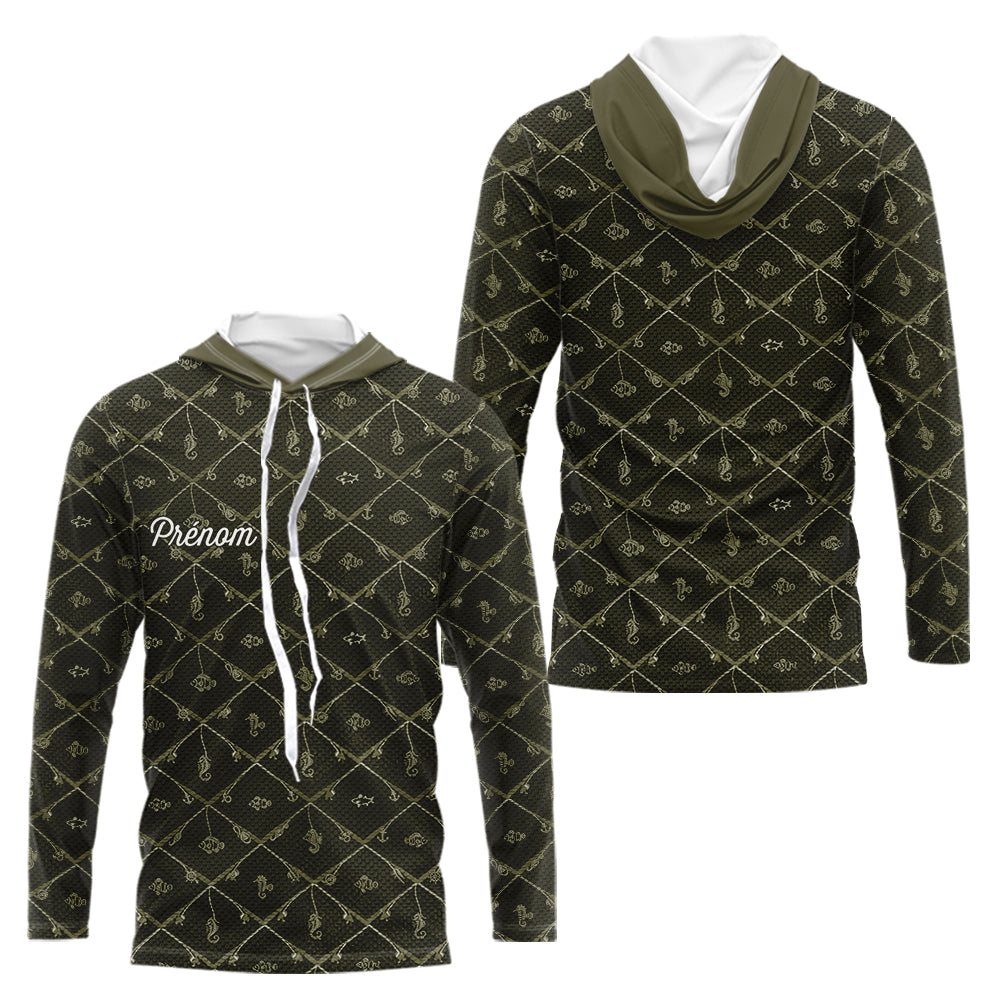 Maillot Pêche Mer Vert Azur - Motif Filet Personnalisé - Homme Long Sleeves Hoodie 