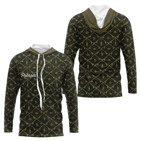 Maillot Pêche Mer Vert Azur - Motif Filet Personnalisé - Homme Long Sleeves Hoodie 