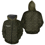 Maillot Pêche Mer Vert Azur - Motif Filet Personnalisé - Homme Zippé Hoodie