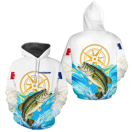 Maillot Pêche Personnalisé - Black Bass & Drapeau France - Hoodie Homme