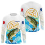 Maillot Pêche Personnalisé - Black Bass & Drapeau France - Long Sleeves Homme