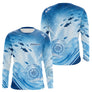 Maillot Pêche Personnalisé - Bleu Océan Anti-UV - Long Sleeves Homme