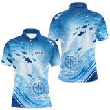 Maillot Pêche Personnalisé - Bleu Océan Anti-UV - Polo Homme