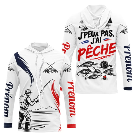 Maillot Pêche Personnalisé Blanc - J'peux Pas J'ai Pêche - Long Sleeves Hoodie Homme