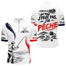 Maillot Pêche Personnalisé Blanc - J'peux Pas J'ai Pêche - Polo Zippé Homme