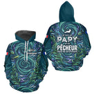 Maillot Pêche Personnalisé Bleu - Papy Pêcheur Passionnés - Hoodie Homme