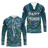 Maillot Pêche Personnalisé Bleu - Papy Pêcheur Passionnés - Long Sleeves Hoodie Homme