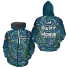 Maillot Pêche Personnalisé Bleu - Papy Pêcheur Passionnés - Zippé Hoodie Homme