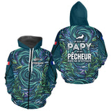 Maillot Pêche Personnalisé Bleu - Papy Pêcheur Passionnés - Zippé Hoodie Homme