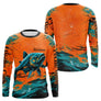 Maillot Pêche Personnalisé Orange Bleu - Club Homme - Long Sleeves Homme